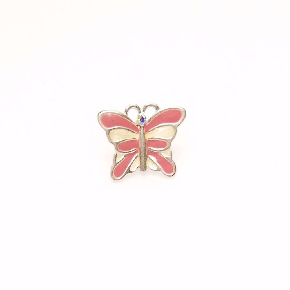 Signed KC Kenneth Cole Pink White Butterfly Pin